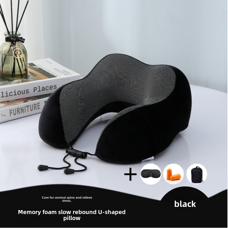 U-Shaped Neck Pillow Memory Foam Ergonomic Cervical Support - Lightweight Portable Design Removable Washable Cover for Travel Home Car Plane Use - Image 1