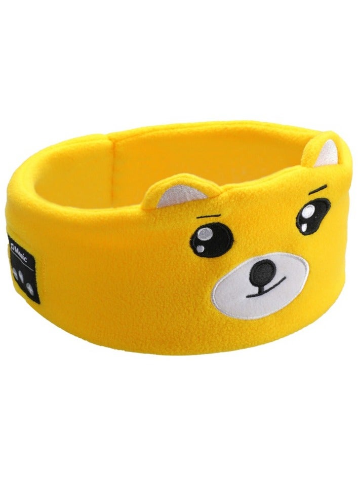 ارواق عصابة رأس للأطفال، سماعات رأس لاسلكية فوق الأذن، عصابة رأس موسيقى من الصوف الناعم المرن المحمول، سماعات نوم مريحة للأطفال الرضع والأطفال الصغار، (قطعة واحدة، أصفر) - Image 1