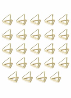 SYOSI ELECDON Place Card Holders, Triangle Shape Table Card Holders Photo Holder Pictures Stand Clips for Place Cards Weddings Anniversary Party Office Desk Name, Gold 24 Pack  - Image 1