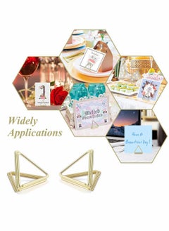 SYOSI ELECDON Place Card Holders, Triangle Shape Table Card Holders Photo Holder Pictures Stand Clips for Place Cards Weddings Anniversary Party Office Desk Name, Gold 24 Pack  - Image 3