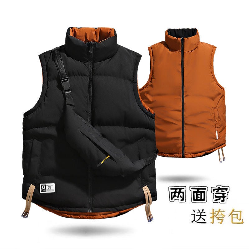 8858 Small Size [Free Shoulder Bag] Reversible Vest, Simple, Casual, Casual, Casual, Versatile, Reversible - Image 1