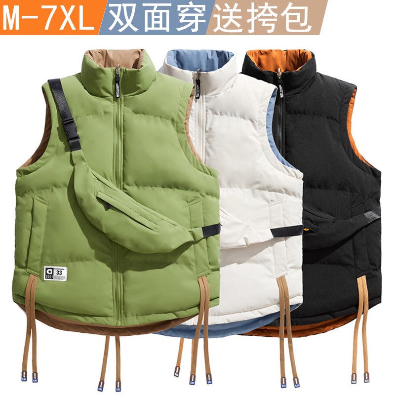 8858 Small Size [Free Shoulder Bag] Reversible Vest, Simple, Casual, Casual, Casual, Versatile, Reversible - Image 3