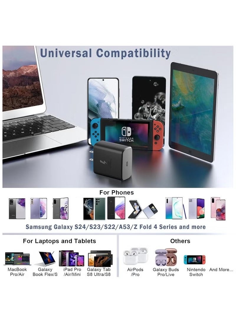 45W USB C Super Fast Charging Charger with 1 m Cable - Compatible with S25 S24 S23 S22 S21 S20 Ultra, S24+ S23+ S22+ S21+, A53, A15, A54, Fold, Flip - Type C Power Adapter, - Image 2