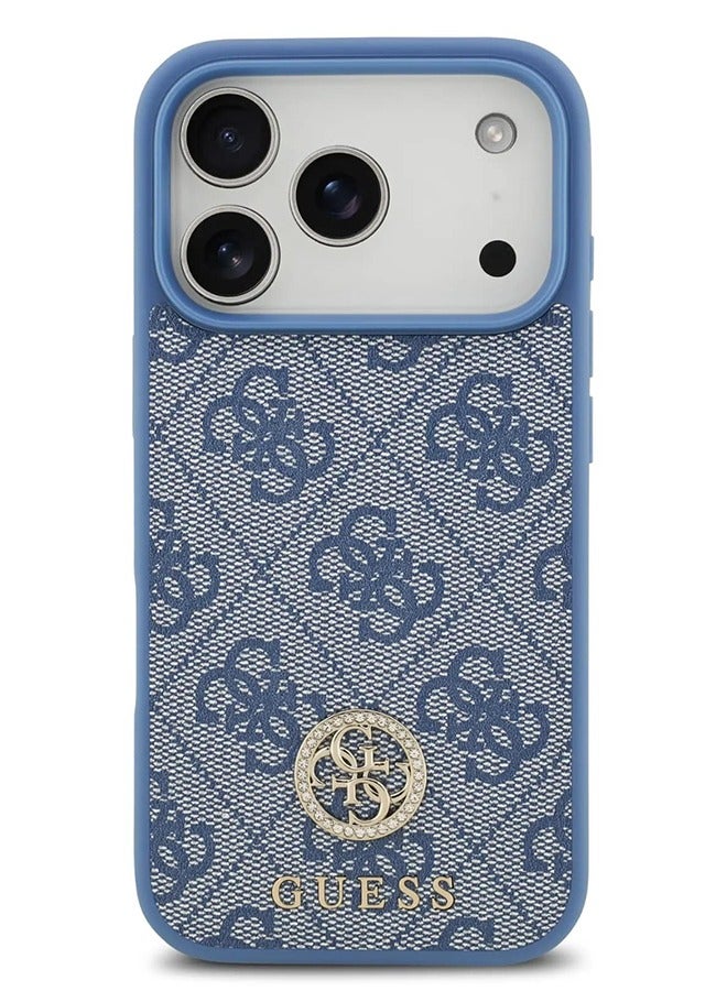 GUESS iPhone 17 Pro MagSafe Case 4G PU Leather With Classc & Strass Logo / Magsafe Compatible / Ultra Slim / lightweight design / Easy Installation - Blue - Image 1