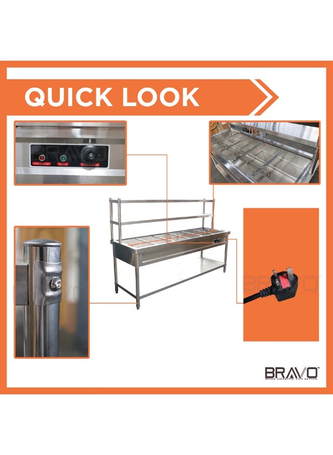 Bravo [6 HOLES 2 TIER] Commercial Stainless Steel Bain Marie / Food Warmer Steam Catering and Restaurants /Water Bain Marie - Image 5