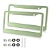 YETTASBIN Sage Green Solid Color License Plate Frames Decorative License Plate Covers 2 Packs Universal Aluminum Tag Frame with 2 Holes Screw Caps for Front and Rear Car Tags Round Hole - Image 2