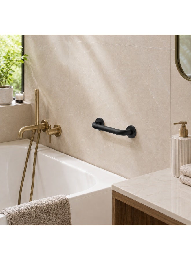 Bathroom Grab Bar 30 cm Stainless Steel Wall-Mounted Handhold for Shower Bathtub & Toilet with Mounting Hardware (Black Matte) - Image 2