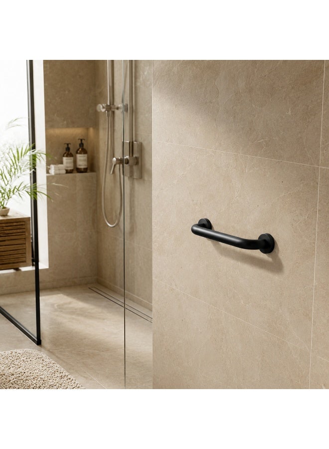 Bathroom Grab Bar 30 cm Stainless Steel Wall-Mounted Handhold for Shower Bathtub & Toilet with Mounting Hardware (Black Matte) - Image 3