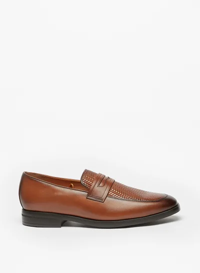 لو كونفورت Mens Textured Slip-On Penny Loafers