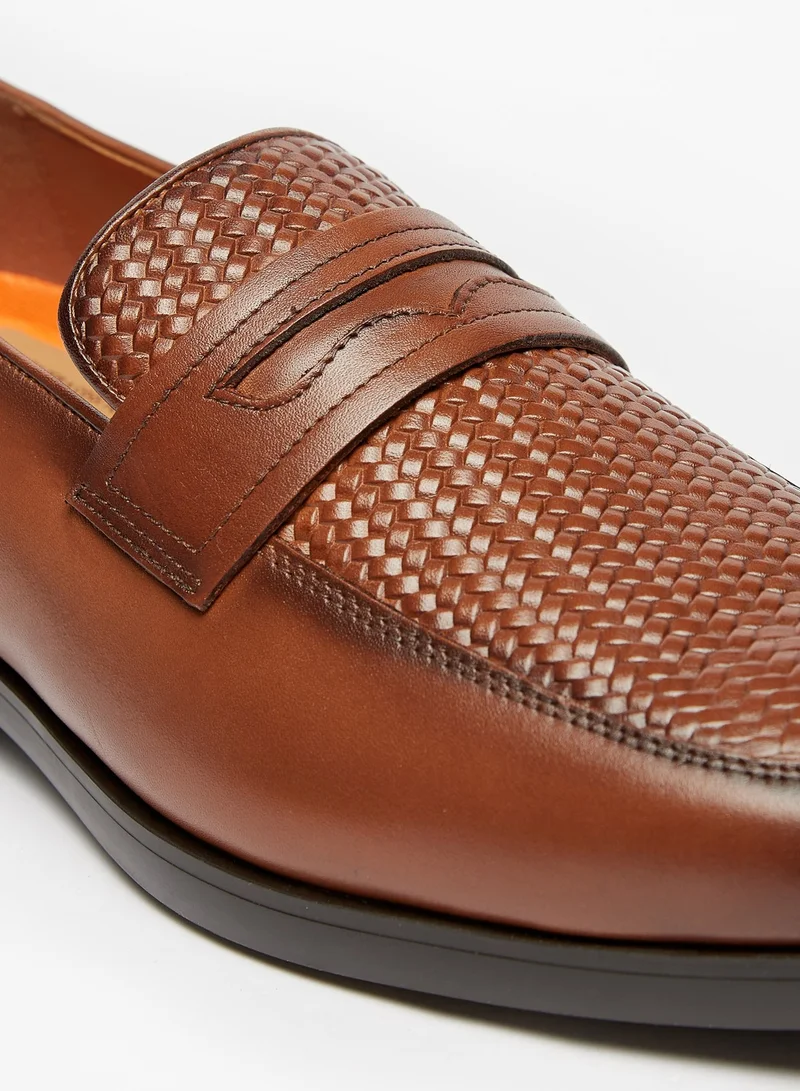 لو كونفورت Mens Textured Slip-On Penny Loafers