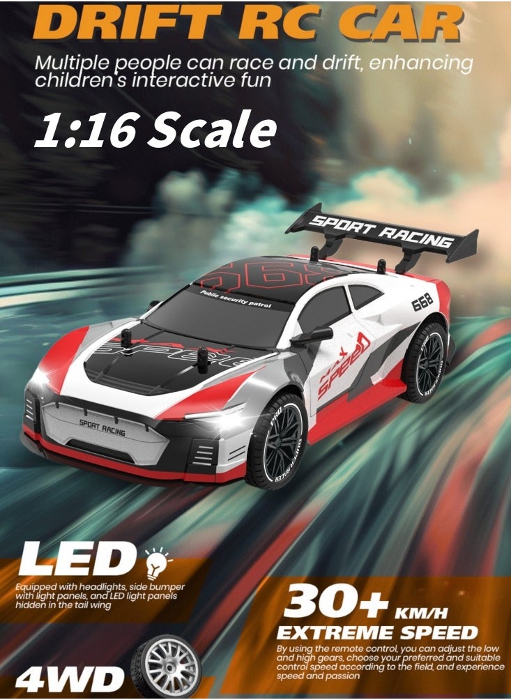 Harvestoy 1:16 Scale Drifting RC Cars, 2.4GHz 4WD RC Race Car, 30km/h High-Speed Remote Control Drift Car Vehicle, Racing Sport for Boys Girls Kids-2 USB Rechargeable Batteries,gitfs for kids  - Image 4
