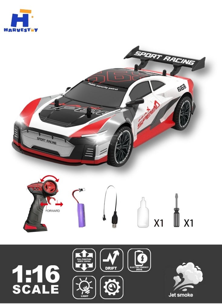 Harvestoy 1:16 Scale Drifting RC Cars, 2.4GHz 4WD RC Race Car, 30km/h High-Speed Remote Control Drift Car Vehicle, Racing Sport for Boys Girls Kids-2 USB Rechargeable Batteries,gitfs for kids  - Image 2