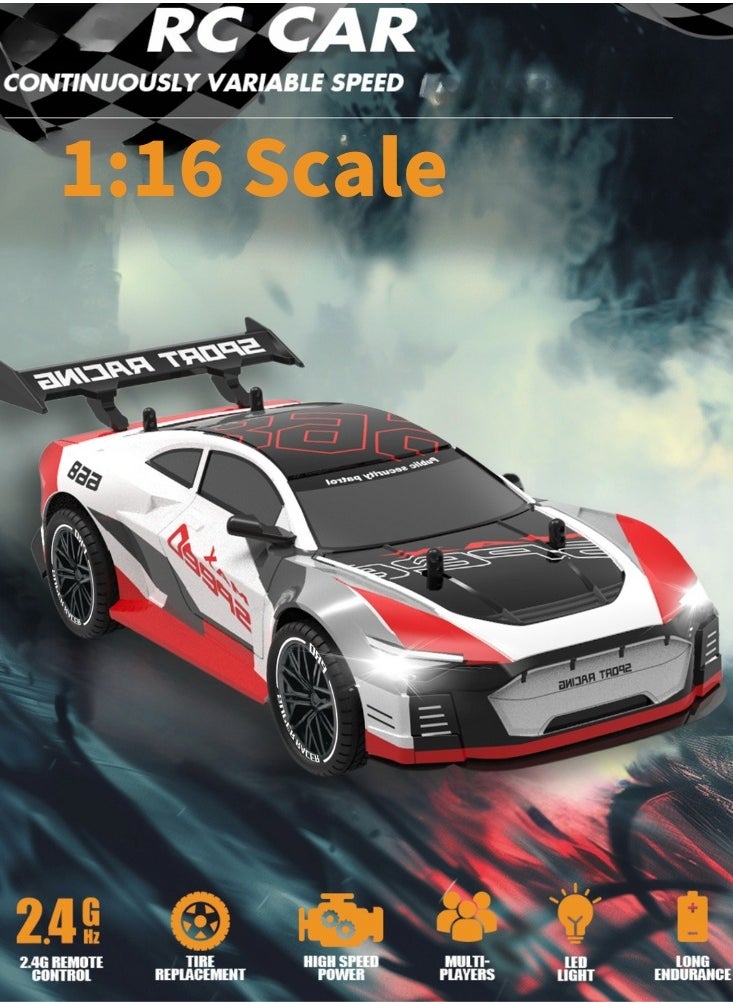 Harvestoy 1:16 Scale Drifting RC Cars, 2.4GHz 4WD RC Race Car, 30km/h High-Speed Remote Control Drift Car Vehicle, Racing Sport for Boys Girls Kids-2 USB Rechargeable Batteries,gitfs for kids  - Image 5