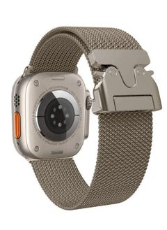 Stainless Steel Mesh Loop Band for Apple Watch Ultra 2 (49mm/45mm/44mm) & Series 10/9/8/7/6/SE - Titanium Parachute-Style Metal Buckle | Premium Metal Strap