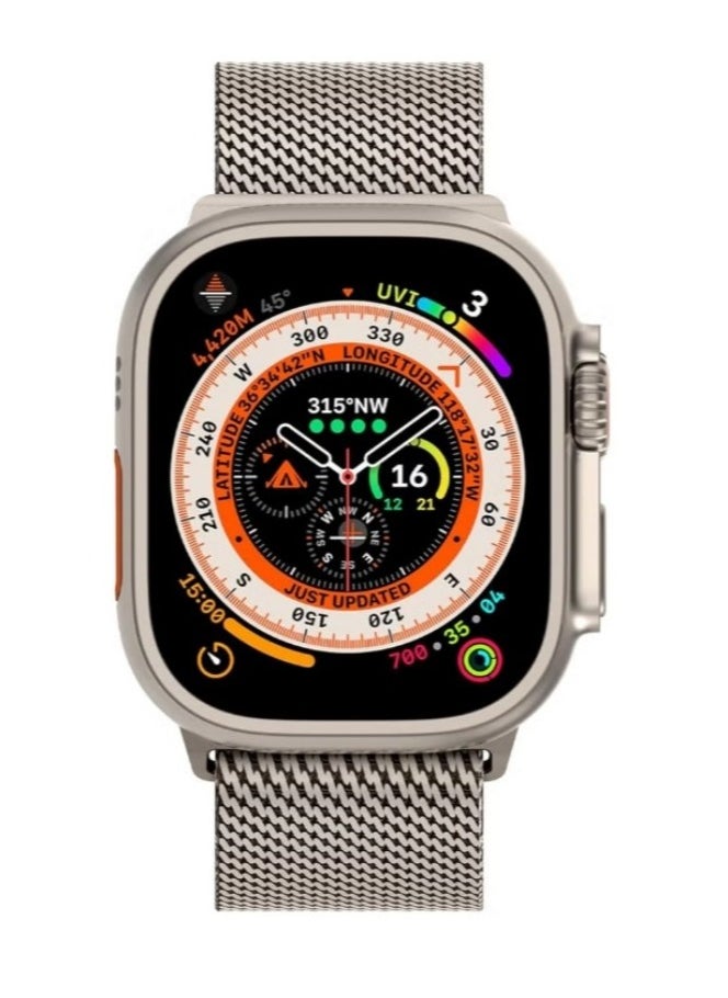 Generic - Stainless Steel Mesh Loop Band for Apple Watch Ultra 2 (49mm/45mm/44mm) & Series 10/9/8/7/6/SE - Titanium Parachute-Style Metal Buckle | Premium Metal Strap - Image 1