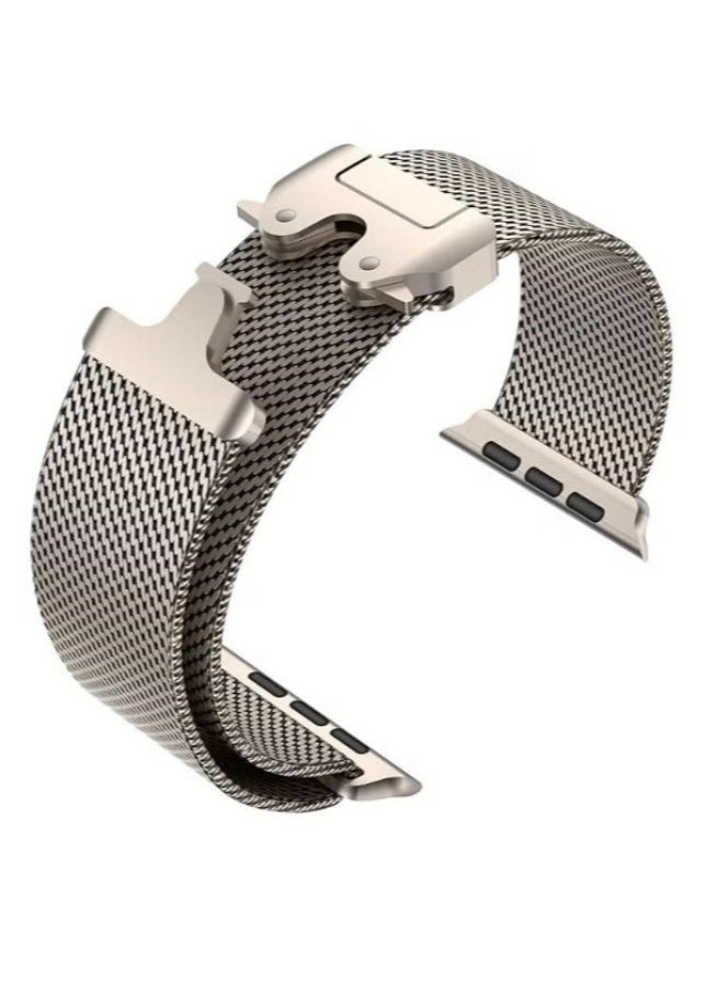 Generic - Stainless Steel Mesh Loop Band for Apple Watch Ultra 2 (49mm/45mm/44mm) & Series 10/9/8/7/6/SE - Titanium Parachute-Style Metal Buckle | Premium Metal Strap - Image 1