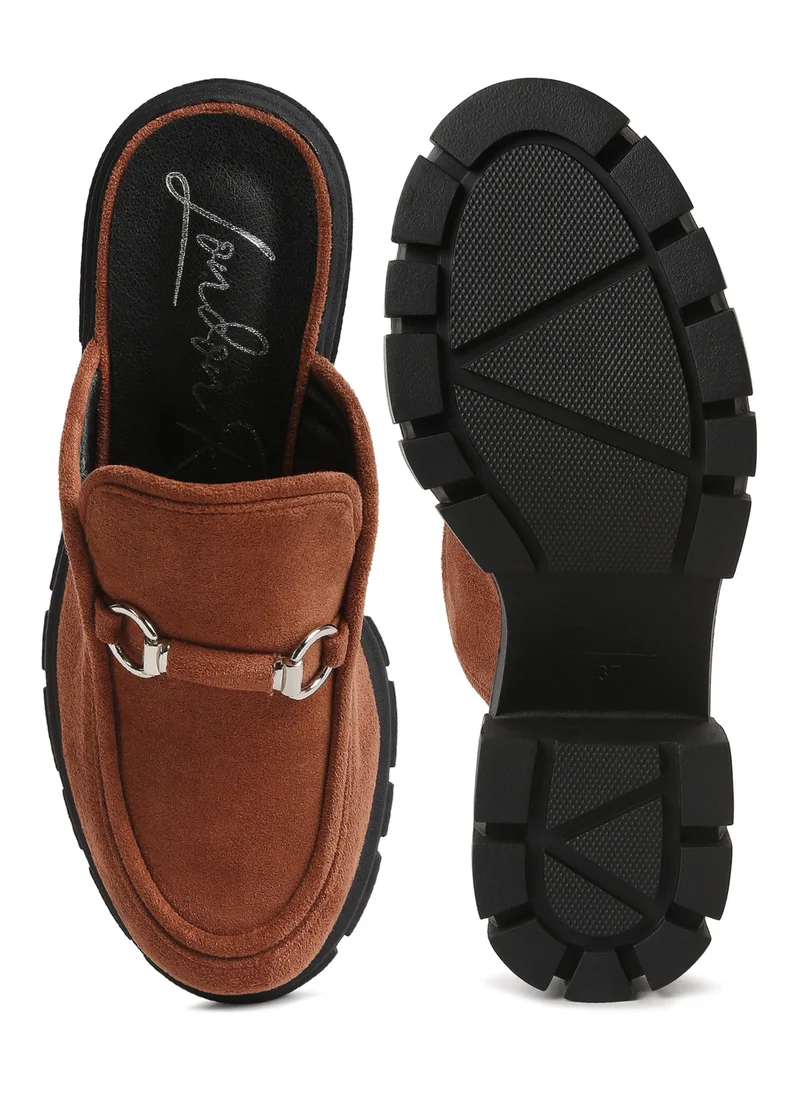 London Rag Velvet Slip On Loafers in Tan