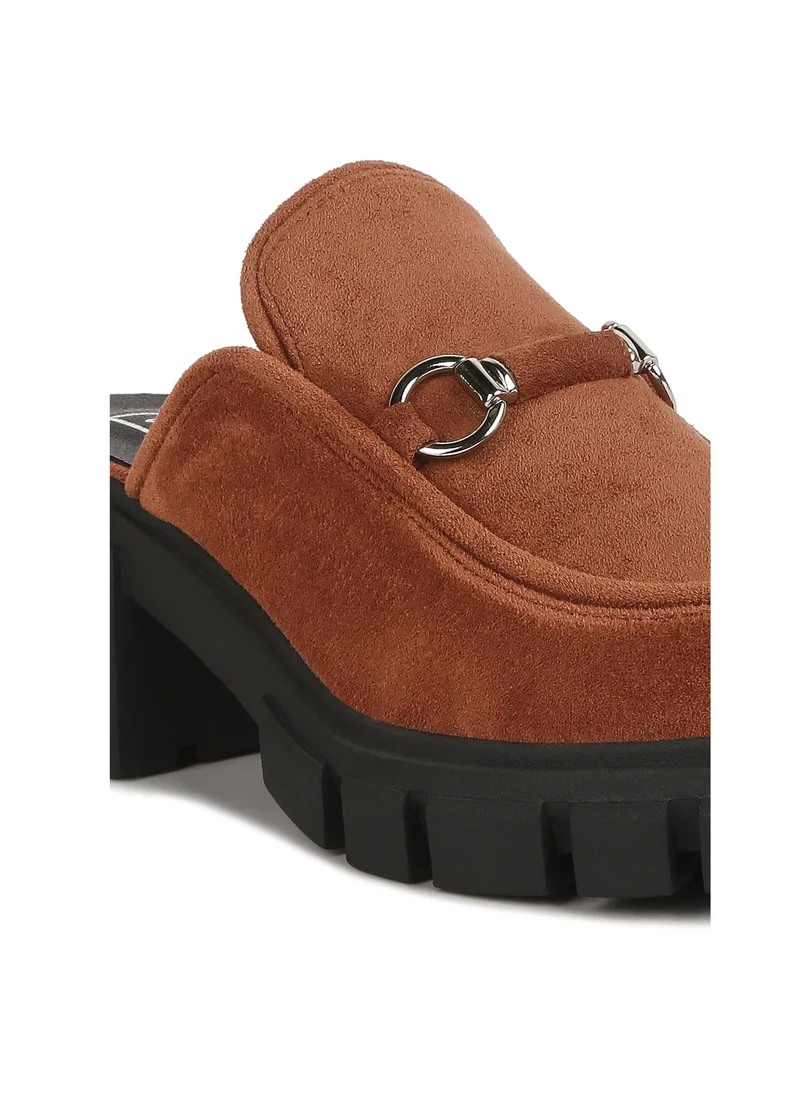 London Rag Velvet Slip On Loafers in Tan