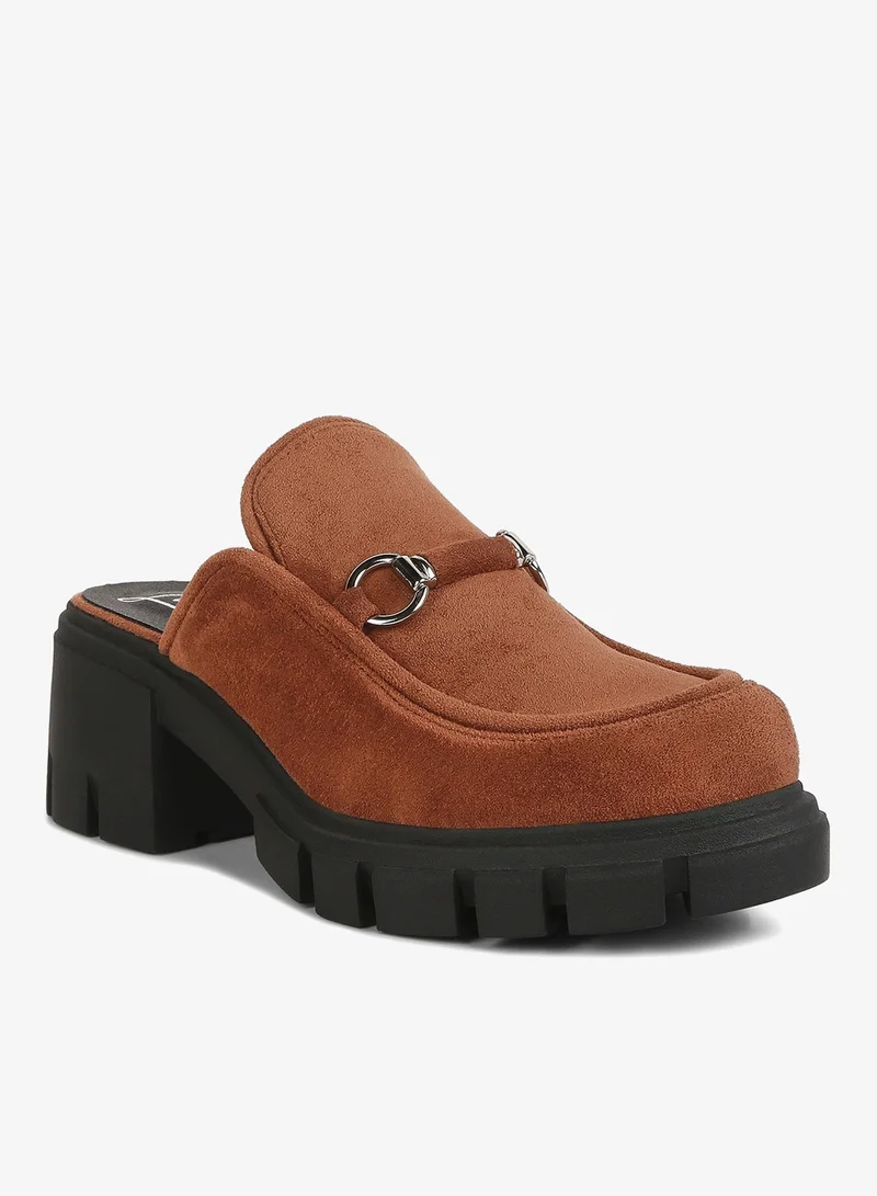 لندن راج حذاء بدون رباط مخملي باللون البني