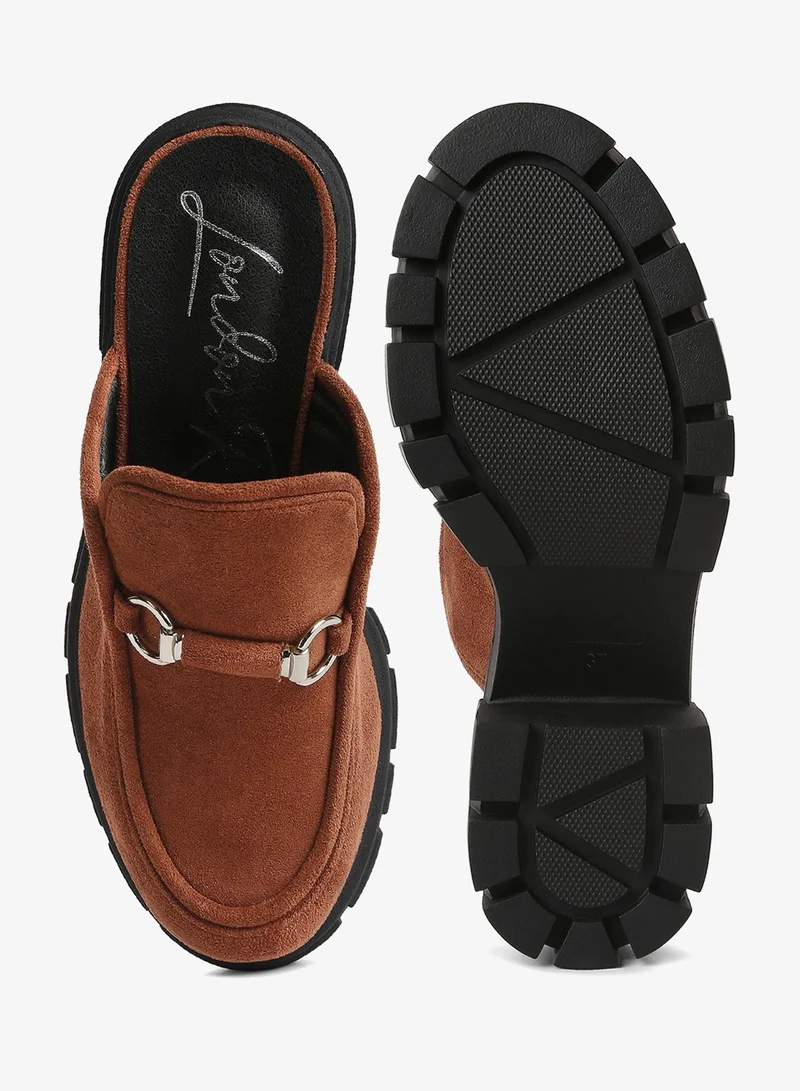 London Rag Tan Velvet Slip On Loafers in Tan for Women | Best Price UAE