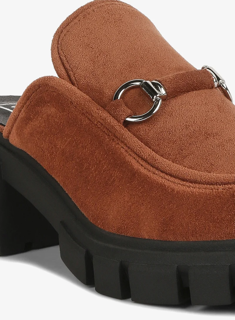 London Rag Tan Velvet Slip On Loafers in Tan for Women | Best Price UAE