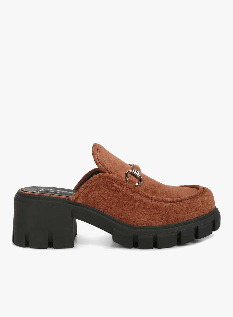 Velvet Slip On Loafers in Tan