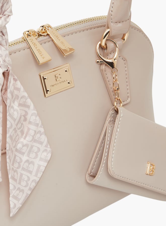 Flora Bella By Shoexpress Women's Solid Tote Bag with Scarf Accent and Detachable Coin Purse  - Image 5