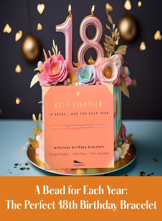 Lucky Feather هدايا عيد الميلاد الثامن عشر للنساء من لاكي فيذر - سوار خرز مغطس بالفضة الاسترلينية على حبل قابل للتعديل بطول 7”- 8” - هدايا جريئة لعمر 18 سنة - Image 3