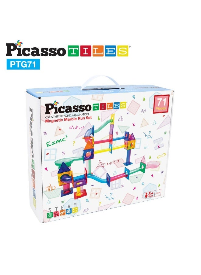 PicassoTiles PicassoTiles Marble Run Magnetic Building Blocks Set (71 Pieces)  - Image 3