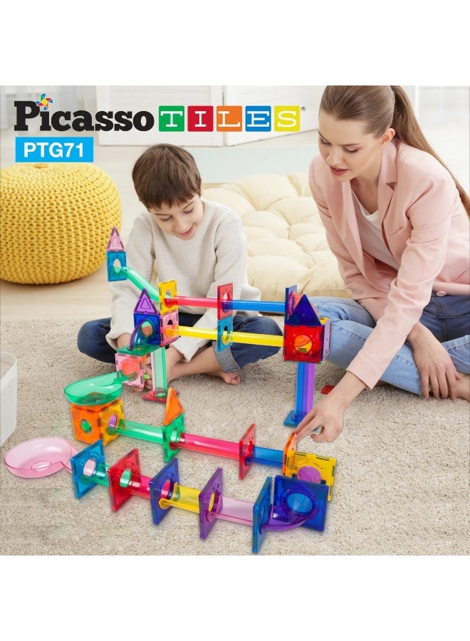 PicassoTiles PicassoTiles Marble Run Magnetic Building Blocks Set (71 Pieces)  - Image 4