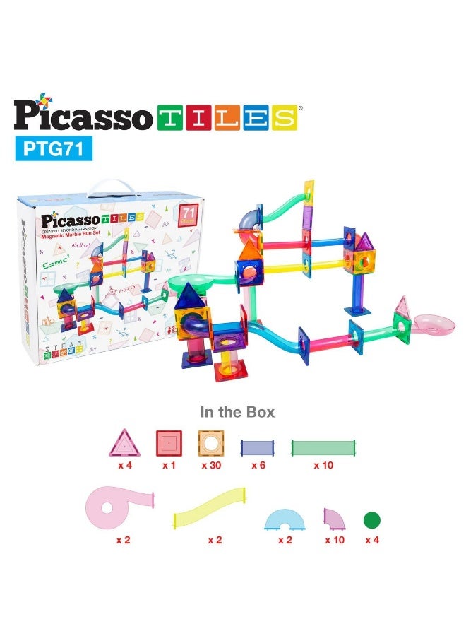 PicassoTiles PicassoTiles Marble Run Magnetic Building Blocks Set (71 Pieces)  - Image 5