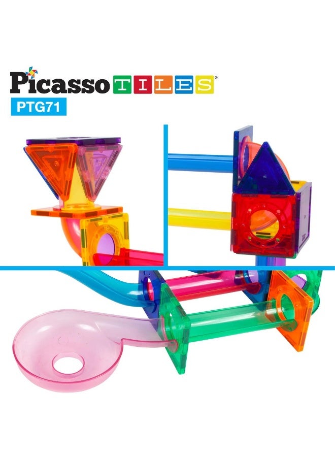 PicassoTiles PicassoTiles Marble Run Magnetic Building Blocks Set (71 Pieces)  - Image 2