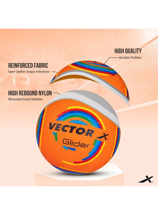 Vector X Glider Rubber Moulded Indoor/Outdoor Volleyball with Butyl Bladder, Orange, Size: 4 (Suitable for Practice/Match/Training) + Free Air Needle - Image 2