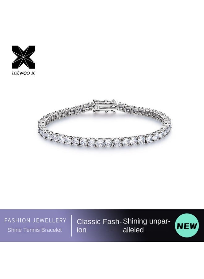 totwoo X Shining Tennis Bracelet Classic Fashion Simple Shining Bracelet Hip Hop Shining Zircon Bracelet - Image 1