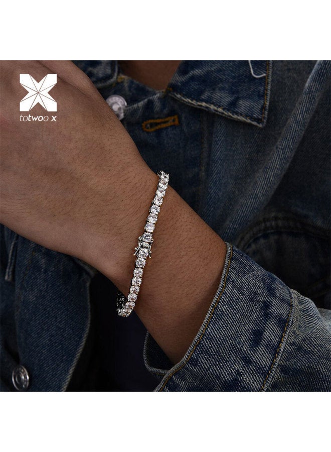 totwoo X Shining Tennis Bracelet Classic Fashion Simple Shining Bracelet Hip Hop Shining Zircon Bracelet - Image 3