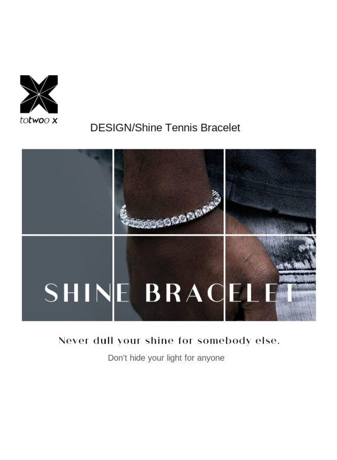 totwoo X Shining Tennis Bracelet Classic Fashion Simple Shining Bracelet Hip Hop Shining Zircon Bracelet - Image 2