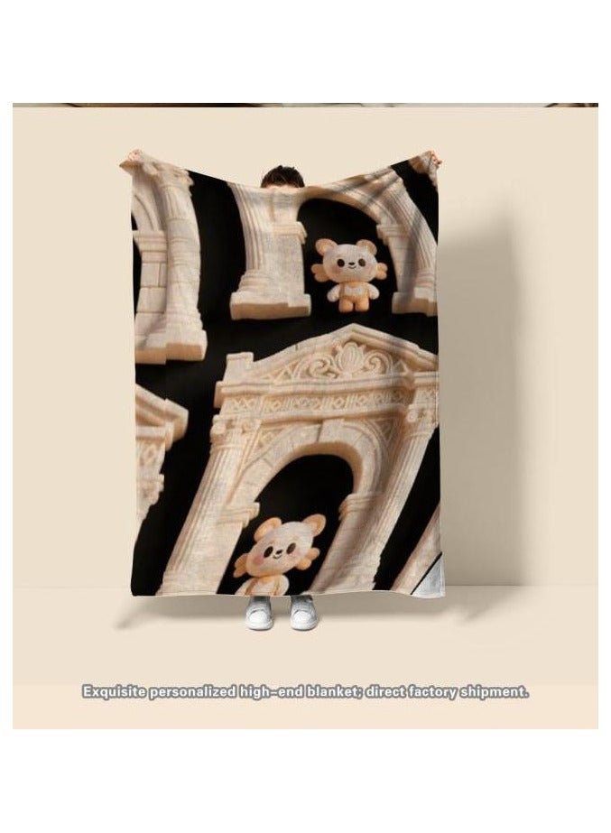 عام بطانية رقيقة من الفانيلا الكرتونية للأطفال أو الطلاب (دافئة ومريحة ومناسبة للنوم والألعاب) 100 سم * 150 سم - 1096 - Image 1