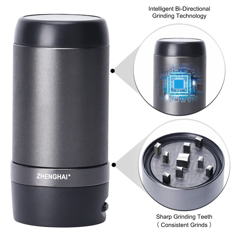 ZHENGHAI Electric Smart Herb and Spice Grinder, Grinding Fill Integrated. Two-way Automatic, Upgrade Sharp teeth, Fine Grind, For Fluffy Product (Black)  - Image 3