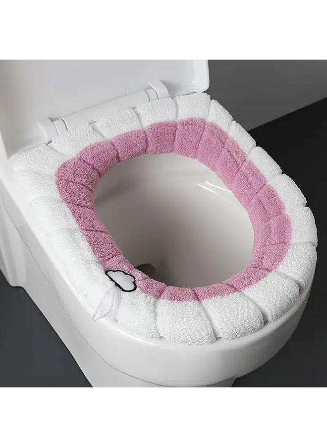 Soft Plush Toilet Lid Cover 2Pcs Grey Non Slip Base Easy Clean All Season Bathroom Decor - Image 5
