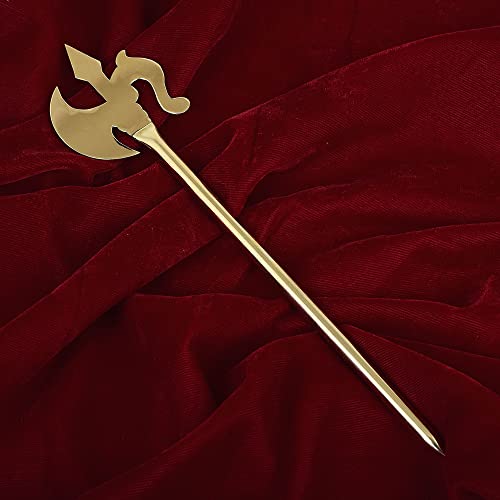 memoir Brass Gold Plated Miniature Parshuram Farsa Durga Kaali Weapon Stick Hindu Pooja Item Temple Accessory for Home Decor - Image 5