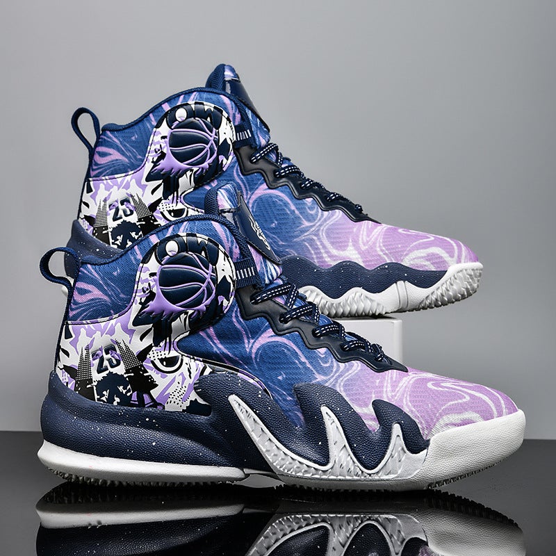 One-Piece Delivery Trendy New Basketball Shoes Men'S Children'S High-Top Sneakers Cement Floor Primary School Students Sneaker - Image 1