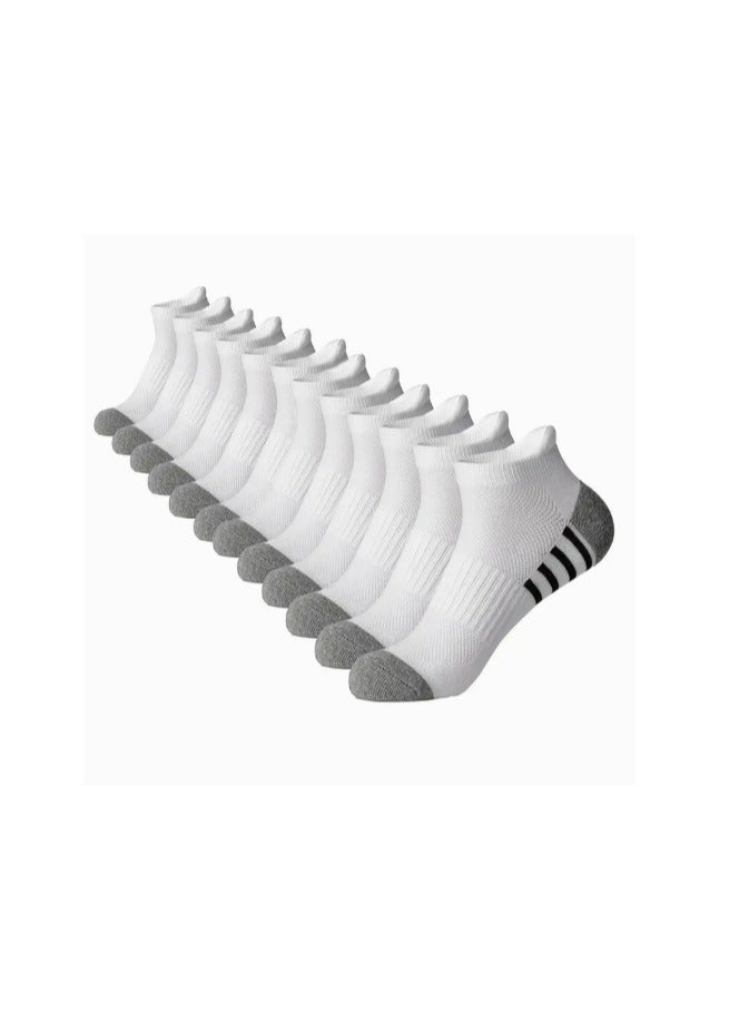 3 أزواج من جوارب رياضية قصيرة للرجال باللون الأبيض مع خطوط – مريحة، ناعمة، قابلة للتهوية لفصل الصيف - Image 1