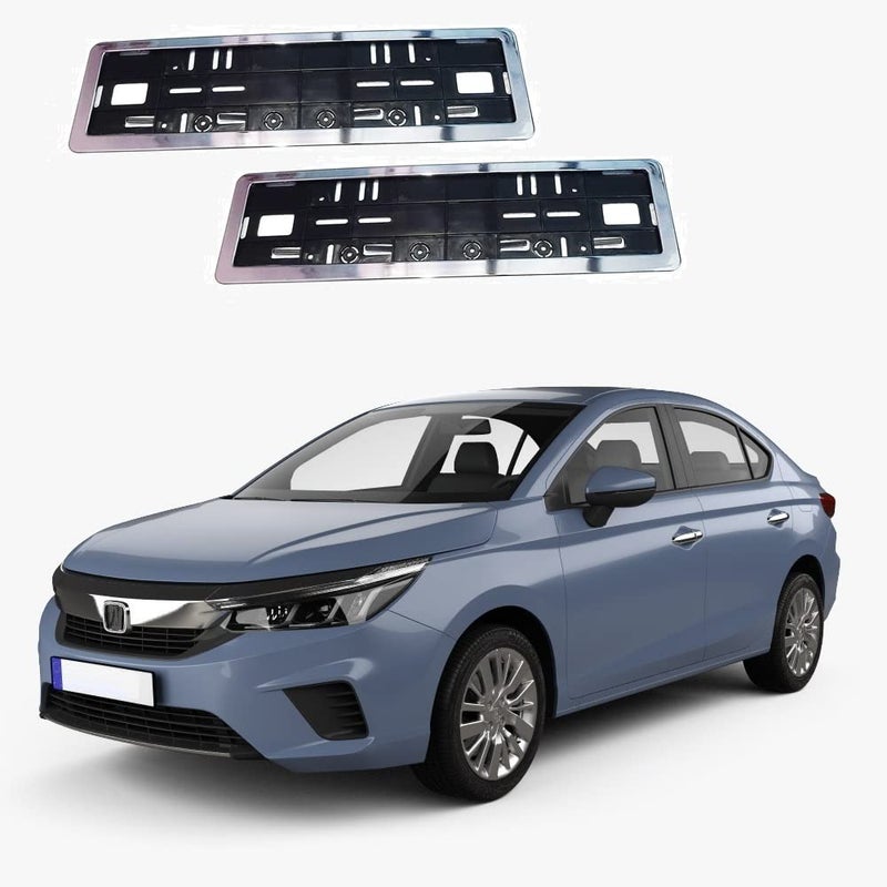 ModifyStyle Front & Rear Number Plate Frame Chrome Suitable for Honda City (2020-2022) Type-7 - Image 1