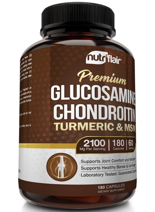 نوتري فلير NutriFlair Glucosamine Chondroitin Turmeric MSM Boswellia، 180 كبسولة - مكمل غذائي لراحة المفاصل - طبيعي وغير معدّل وراثيًا - حبوب مضادة للأكسدة - يدعم الظهر والركبتين واليدين والمفاصل والغضاريف - Image 2