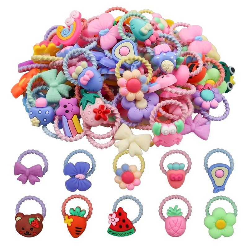 Ikosora 100 Pcs Girls Hair Accessories Cute Hair Ties for Little Girls Multicolor Toddler Hair Ties Elastic Rubber Bands for Baby Girls Teens Toddlers Infants Teenagers and Children - Image 1