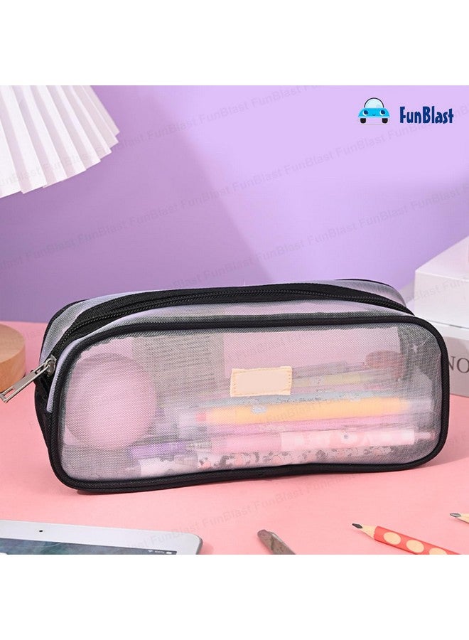 FunBlast Pen Pencil Case, Transparent Pencil Pouch with Zipper Closure Portable Clear Makeup Pouch, Large Capacity Pencil Bag, Stationery Bag for Students Girls Adults Office (Black) - Image 5