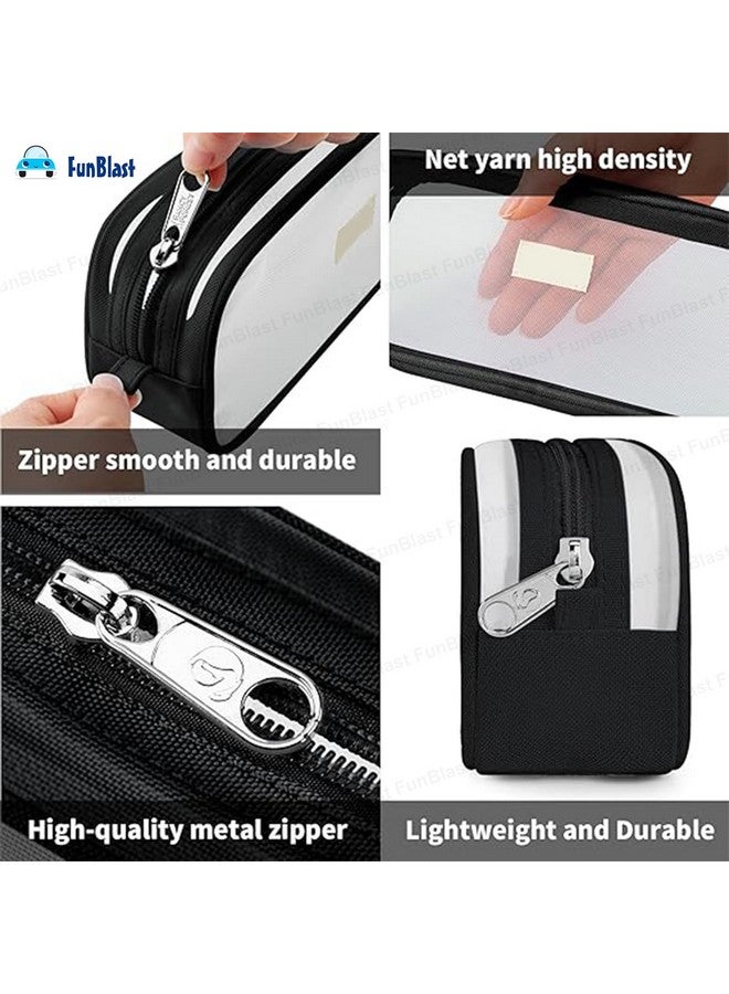 FunBlast Pen Pencil Case, Transparent Pencil Pouch with Zipper Closure Portable Clear Makeup Pouch, Large Capacity Pencil Bag, Stationery Bag for Students Girls Adults Office (Black) - Image 3