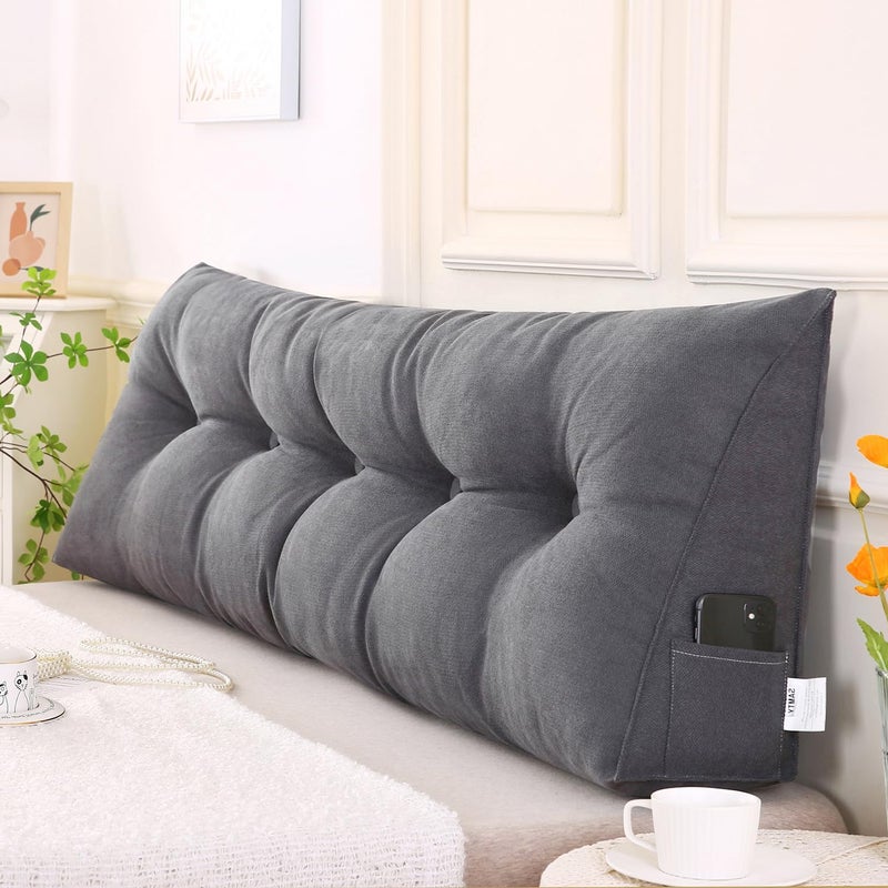 SAMTY Triangular Wedge Pillow headboard for Couch Large headboard Pillow with Removable Cover Back Rest Pillows for Sitting up in Bed Twin XL Size, Dark Gray - Image 3