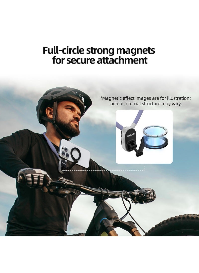 TELESIN - Magnetic Neck Mount for Phones, Cell Phone Holder Stand Hanging on Neck POV/Vlog Selfie Hand Free Necklace Phone Strap Video Recording for iPhone 15 14 13 12 Series Android Phones (Purple) - Image 1