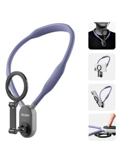 TELESIN Magnetic Neck Mount for Phones, Cell Phone Holder Stand Hanging on Neck POV/Vlog Selfie Hand Free Necklace Phone Strap Video Recording for iPhone 15 14 13 12 Series Android Phones (Purple)  - Image 2